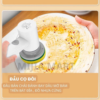 Máy Cọ Rửa Cầm Tay Đa Năng Xiaoda (Tặng 4 Đầu Cọ), Chống Nước IPX6, 2 Tốc Độ Tạo Bọt Vệ Sinh Giày, Nhà Bếp, Nhà Tắm