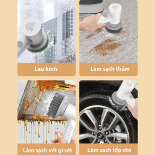 Máy Cọ Rửa Cầm Tay Đa Năng Xiaoda (Tặng 4 Đầu Cọ), Chống Nước IPX6, 2 Tốc Độ Tạo Bọt Vệ Sinh Giày, Nhà Bếp, Nhà Tắm