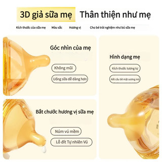 Ti giả và cọ rửa bình sữa silicon cho bé kèm ống hút và núm vú cổ rộng dụng cụ vệ sinh cọ ống hút và rửa ống hút an toàn