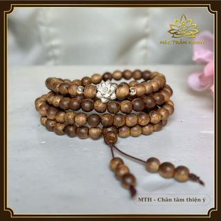 Vòng Tay Trầm Hương Chuỗi Tràng 108 Hạt Mix Charm Bạc/ Bạc Mạ Vàng S925  Mộc Trầm Hương MTH