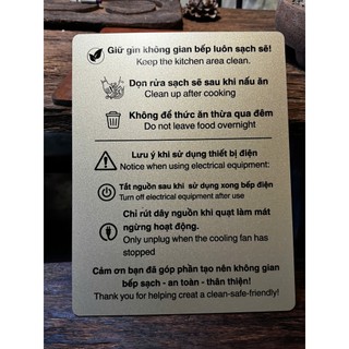 BẢNG CHÚ Ý KHU VỰC BẾP •  IN UV SANG TRỌNG • ĐỘ BỀN CAO