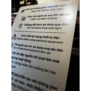 BẢNG CHÚ Ý KHU VỰC BẾP •  IN UV SANG TRỌNG • ĐỘ BỀN CAO