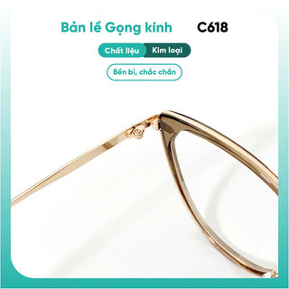 Gọng Kính Mắt Mèo Phối Gọng Kim Loại Thời Trang Nữ KAO PLUS C618