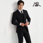 Bộ Suit nam cao cấp đen kẻ chìm hai khuy MRV674 — ảnh 2