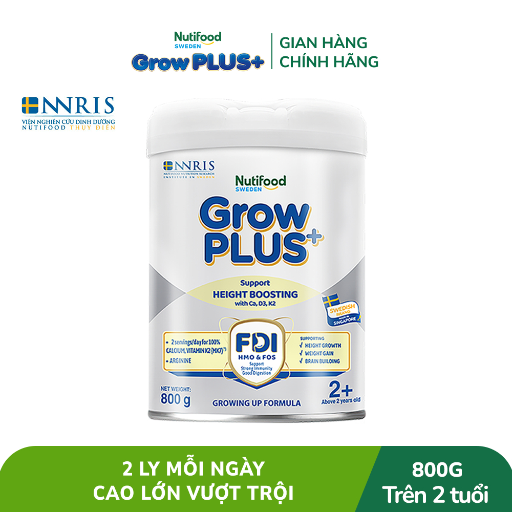 Sữa Bột Nutifood Sweden GrowPLUS+ Cao lớn vượt trội trên 2Tuoi (Bạc) 800g