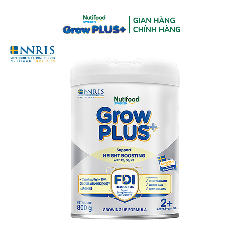 Sữa Bột Nutifood Sweden GrowPLUS+ Cao lớn vượt trội trên 2Tuoi (Bạc) 800g