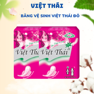 Combo 10 gói (70 miếng) Băng vệ sinh có cánh VIỆT THÁI Đỏ NEW 7 miếng/gói bvs giá rẻ bông tự nhiên siêu thấm