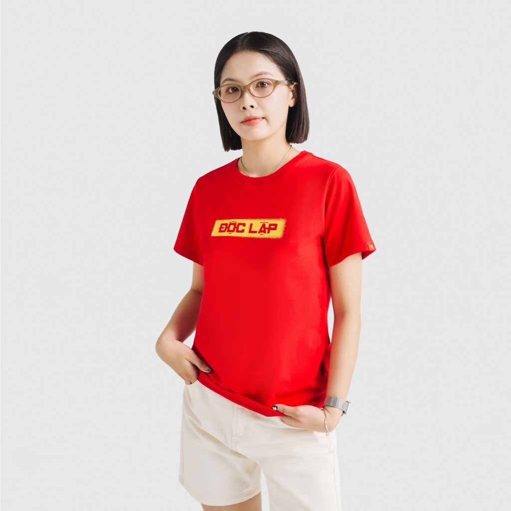 Áo thun Độc lập - Tự do - Hạnh phúc nữ CANIFA S áo phông mừng Quốc khánh Việt Nam 2/9 GG 6TS25S029