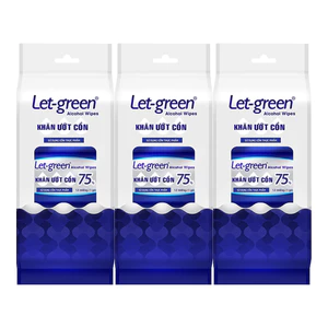 Comb 3 Lốc Khăn Ướt Cồn Mini LET-GREEN 12 Miếng/Gói, 3 Gói/Lốc