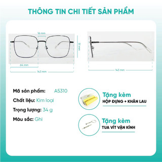 Gọng kính cận đa giác thời trang nữ KAO PLUS kim loại thanh mảnh chất lượng cao 5310