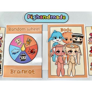 Đồ chơi bóc dán thời trang Brainrot - 5 nhân vật dễ thương - Búp bê giấy