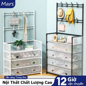 𝐌𝐚𝐫𝐬 Kệ 4-5 Tầng Để Giày Dép Có Màng Chắn Bụi, Kệ Giày Dép 4-5 Tầng Khung Thép Carbon Thông Minh
