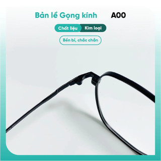 Gọng kính cận lục giác KAO PLUS màu đen chất liệu kim loại phụ kiện thời trang A00