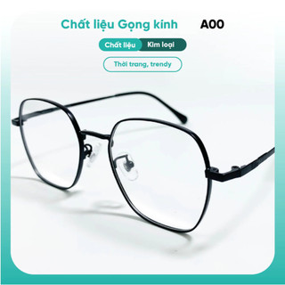 Gọng kính cận lục giác KAO PLUS màu đen chất liệu kim loại phụ kiện thời trang A00