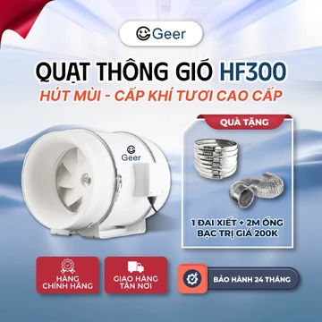 Quạt hút khói bếp GEER HF300 320W chính hãng, quạt thông gió hút mùi công suất lớn hút mạnh chạy êm tiết kiệm điện