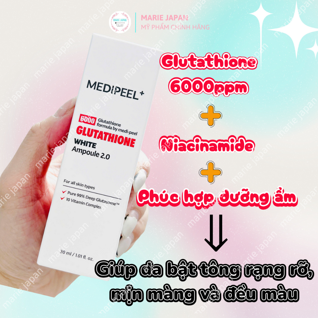Serum Medi Peel Glutathione 6000 Dưỡng Trắng Cấp Ẩm White Ampoule Mẫu Mới  Hàn Quốc 30ml