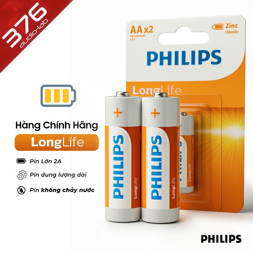 [CHÍNH HÃNG] Pin LONGLIFE Philips (2 viên 2A) - PIN LỚN - MÀU CAM ...