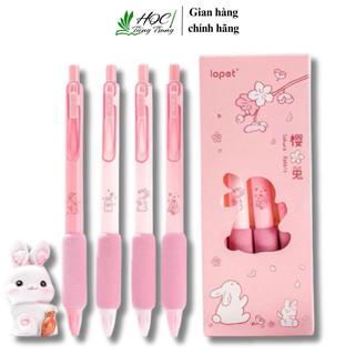 Set 4 Bút Mực Gel 0.5mm hoa anh đào thỏ hồng dễ thương