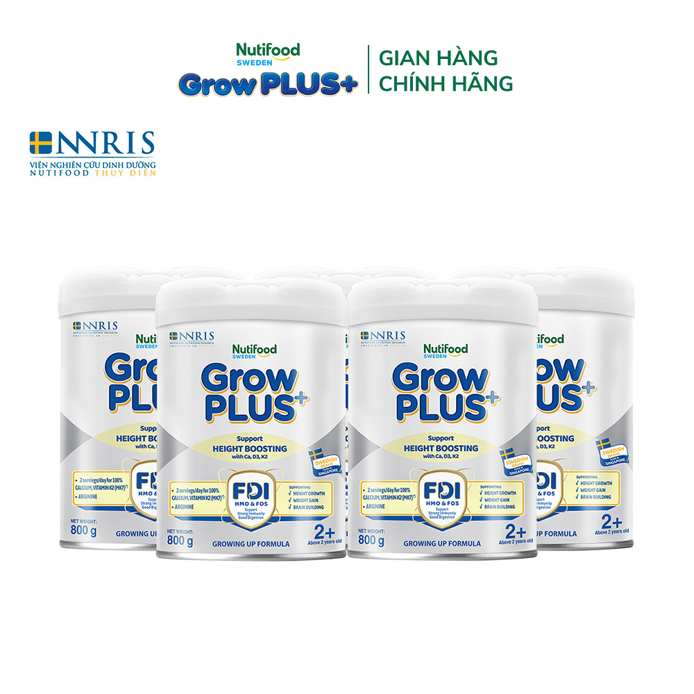 Combo 5 Sữa Bột Nutifood Sweden GrowPLUS+ Cao lớn vượt trội trên 2 tuổi (Bạc) 800g