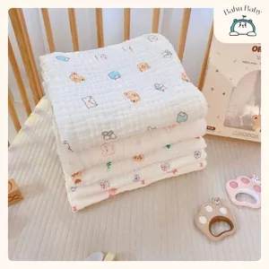 Khăn tắm nhăn 6 lớp MONONA ORGANIC mềm an toàn cho bé siêu thấm hút chất liệu tự nhiên thoáng khí 100x110cm Bahu_Baby