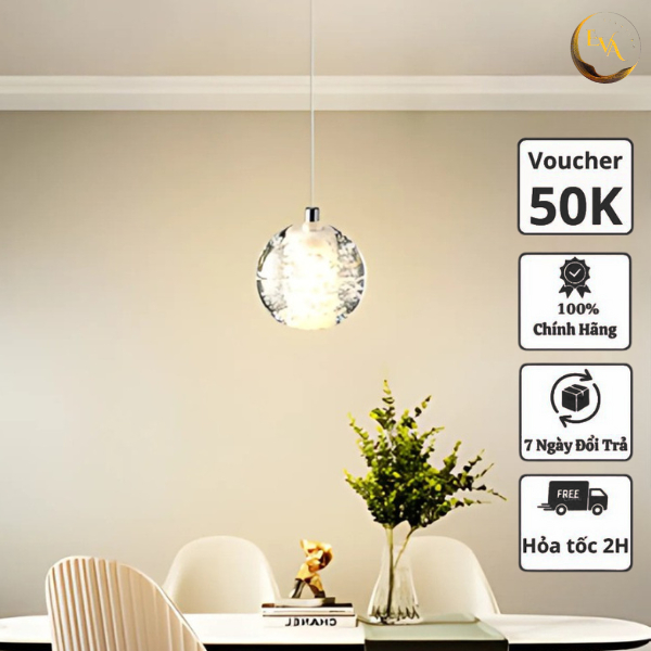 Đèn thả cầu pha lê EVA  BO01-1 đèn thả decor phòng khách, phòng ngủ, cầu thang bảo hành 12 tháng