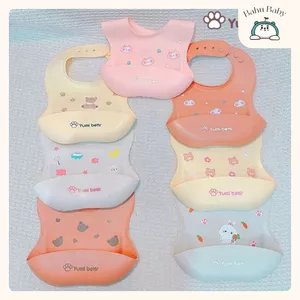 Combo 3 Yếm máng, yếm ăn dặm silicon hàn cao cấp họa tiết xinh xắn cho bé yêu Bahu_Baby