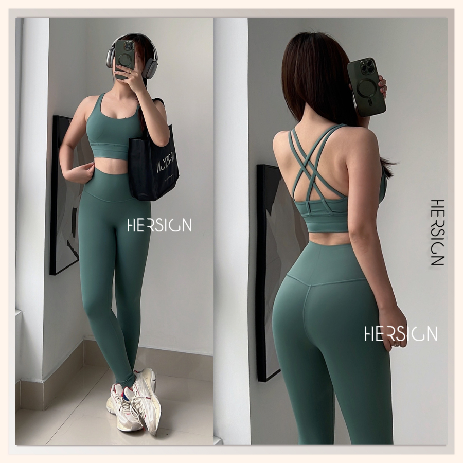 Set đồ tập gym nữ Đồ tập yoga nữ cao cấp Áo bra chéo lưng quần legging HERSIGN-SET167 BST HERSIGN CORELYNE