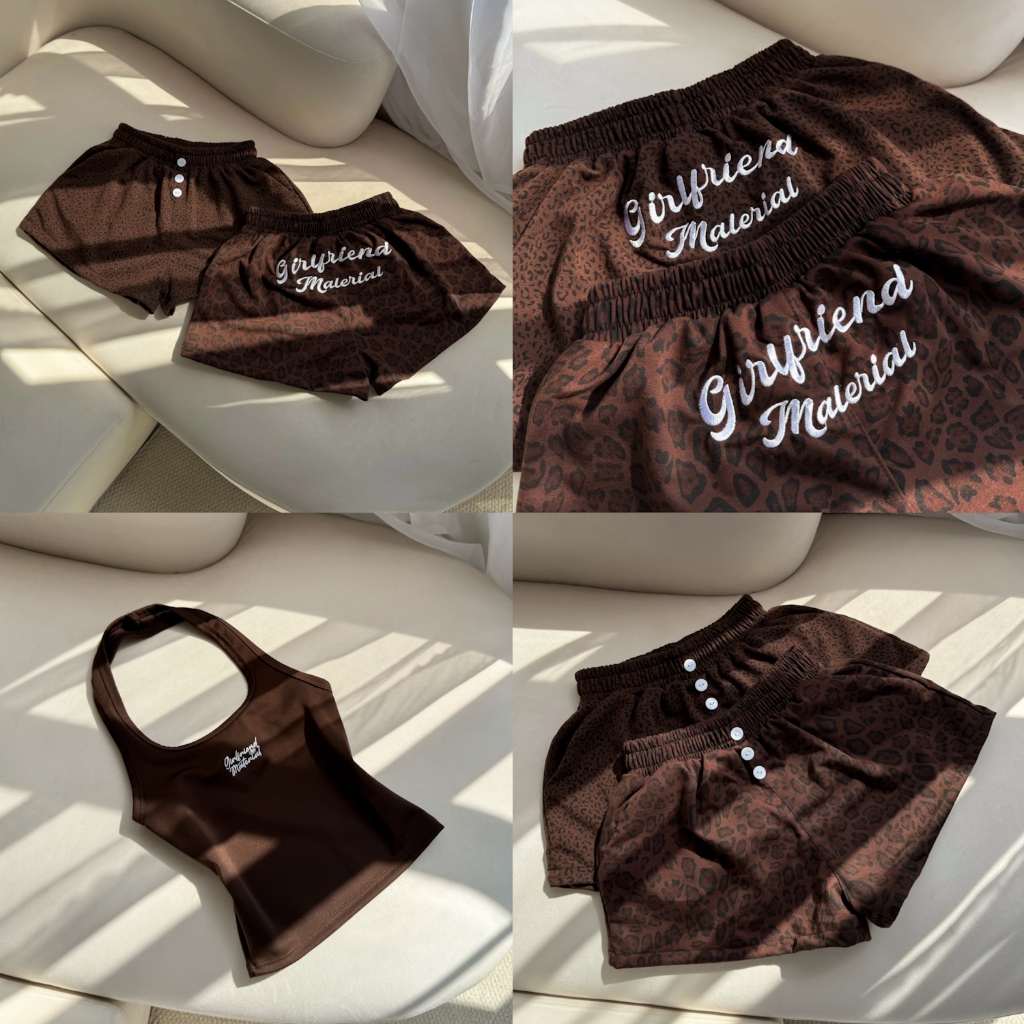 SET QUẦN SHORT NỈ CUA LOGO THÊU GIRL FRIEND DA BEO FFCLUB MIX