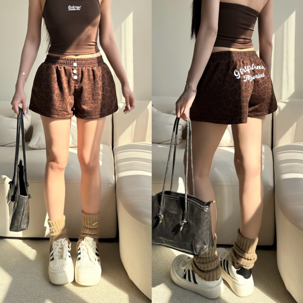 SET QUẦN SHORT NỈ CUA LOGO THÊU GIRL FRIEND DA BEO FFCLUB MIX