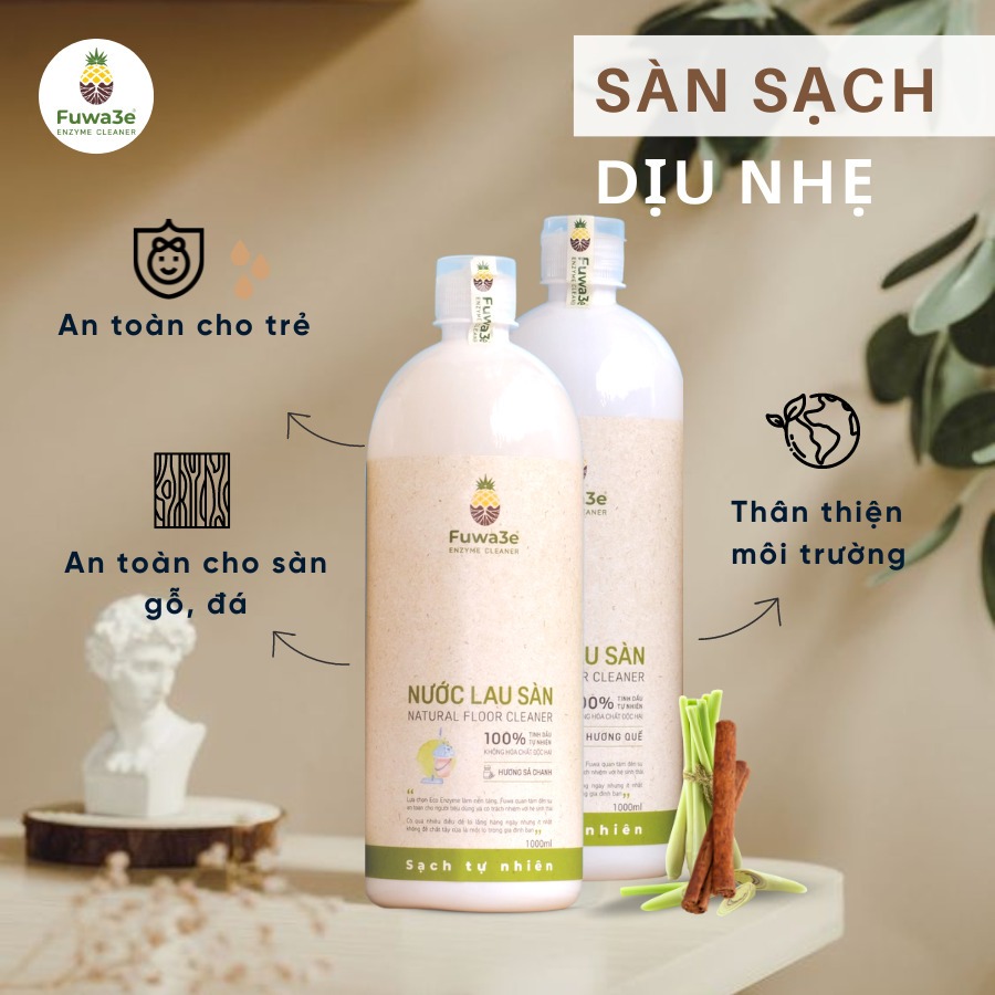 Nước Lau Sàn Fuwa3e, Nước Lau Nhà Sinh Học Hữu Cơ An Toàn Hương Quế, Chanh Xả Xua Đuổi Côn Trùng