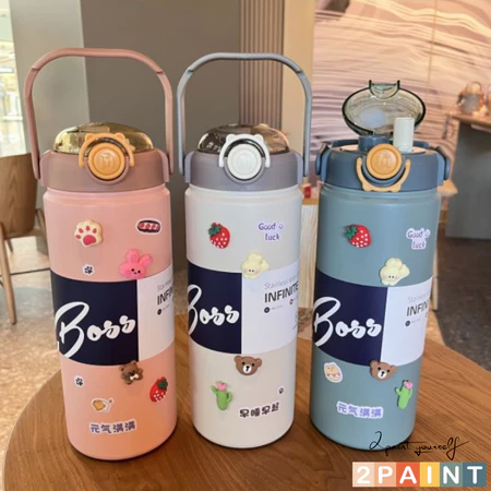 Bình Giữ Nhiệt Boss 1200ml Lõi Inox 304 Có Quai Xách Kèm Ống Hút