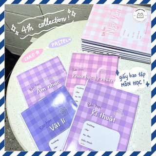 [LẺ] Giấy Bao Tập, Bao Vở, Bao Sách Môn Học Phong Cách Caro Pastel Dream | Thiết kế bởi Pinandschool