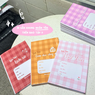 [LẺ] Giấy Bao Tập, Bao Vở, Bao Sách Môn Học Phong Cách Caro Pastel Dream | Thiết kế bởi Pinandschool