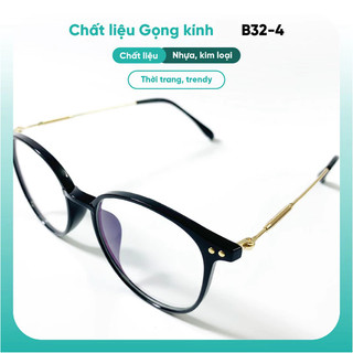 Gọng kính cận mắt tròn nam nữ trendy chất liệu nhựa kết hợp kim loại KAO PLUS B32-4