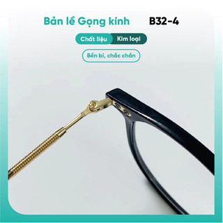 Gọng kính cận mắt tròn nam nữ trendy chất liệu nhựa kết hợp kim loại KAO PLUS B32-4