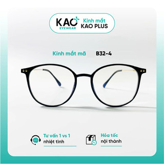 Gọng kính cận mắt tròn nam nữ trendy chất liệu nhựa kết hợp kim loại KAO PLUS B32-4