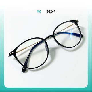 Gọng kính cận mắt tròn nam nữ trendy chất liệu nhựa kết hợp kim loại KAO PLUS B32-4