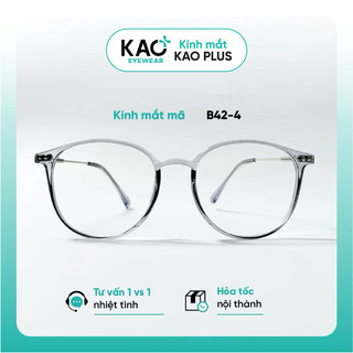 Gọng kính cận thời trang mắt tròn nam nữ chất liệu nhựa kết hợp kim loại KAO PLUS B42-4
