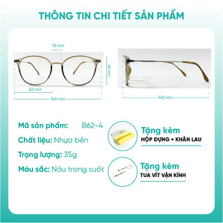 Gọng kính cận Khánh Vy form tròn gọng mảnh nhẹ chất liệu nhựa kết hợp kim loại KAO PLUS B62-4