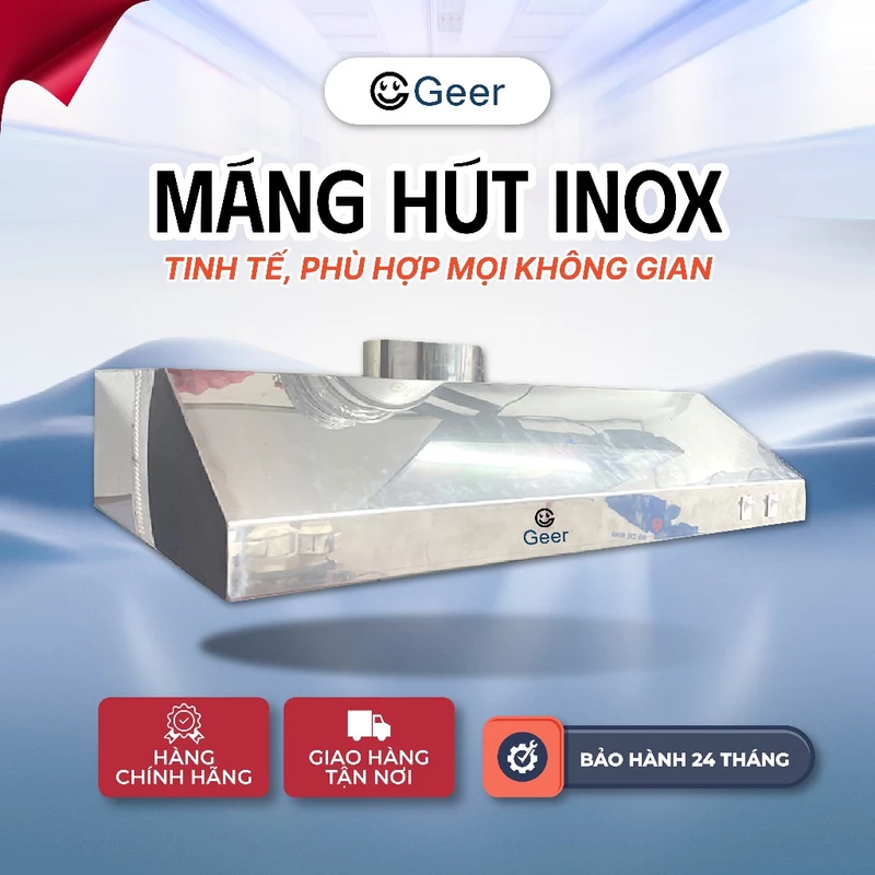 Máng hút khói bếp GEER inox 201/304 chính hãng – kích thước 70x40x12cm, hút mùi bếp, lọc không khí, chống gỉ, cao cấp — ảnh 1