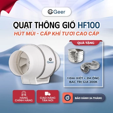Quạt hút khói bếp GEER HF100 35W chính hãng, quạt thông gió hút mùi công suất lớn hút mạnh chạy êm tiết kiệm điện