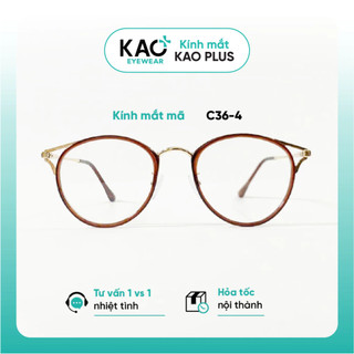 Gọng kính dáng tròn nữ chất liệu kim loại nhiều màu sắc KAO Plus thời trang cao cấp giả cận C36-4