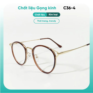Gọng kính dáng tròn nữ chất liệu kim loại nhiều màu sắc KAO Plus thời trang cao cấp giả cận C36-4