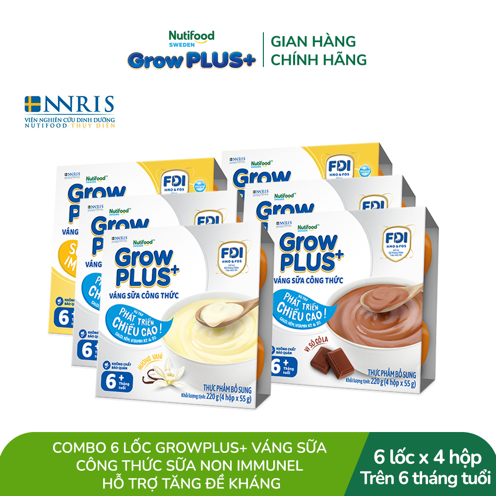 Combo 6 lốc GrowPLUS+ Váng sữa công thức Sữa non Immunel Hỗ trợ tăng đề kháng (55g x 24 hộp)