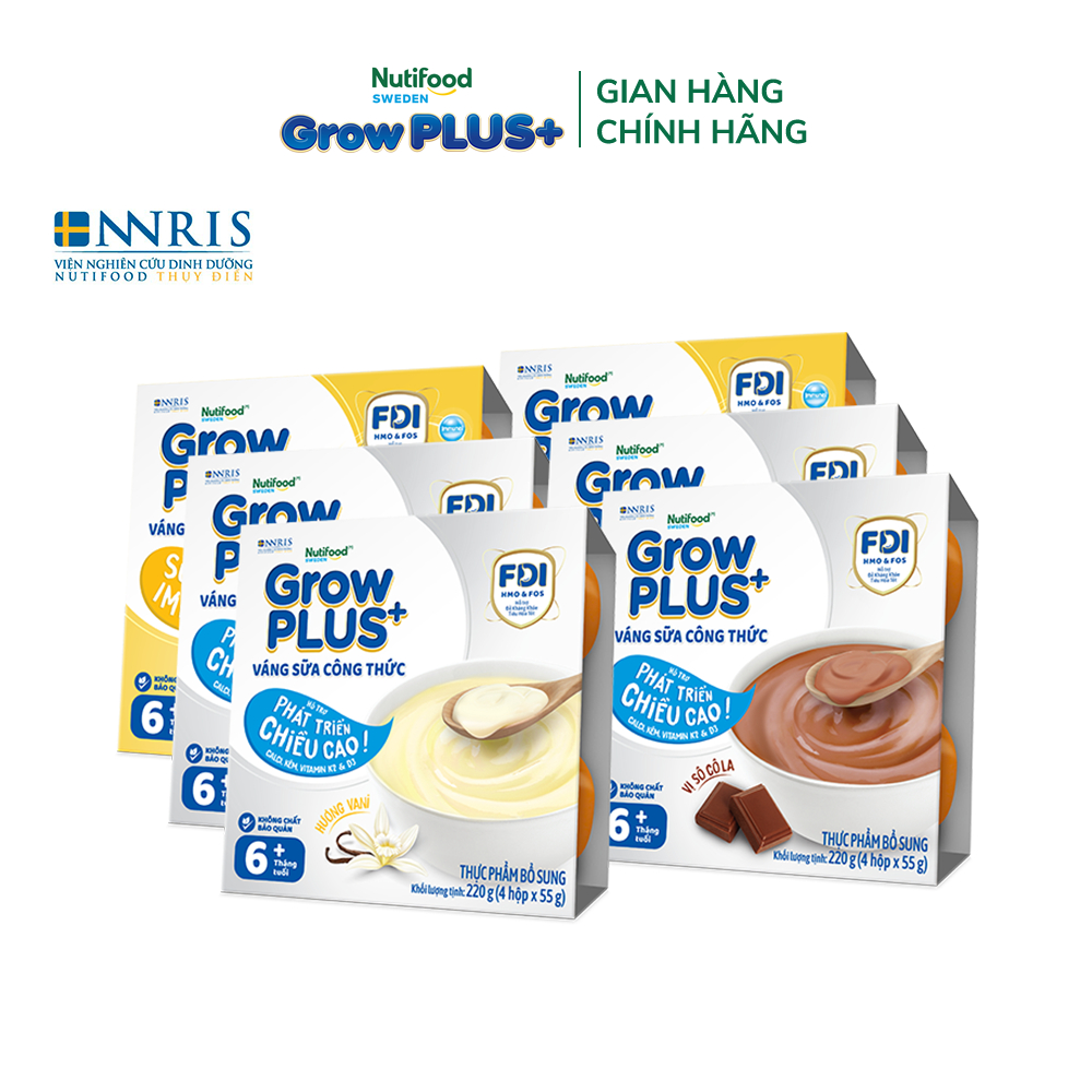 Combo 6 lốc GrowPLUS+ Váng sữa công thức Sữa non Immunel Hỗ trợ tăng đề kháng (55g x 24 hộp)