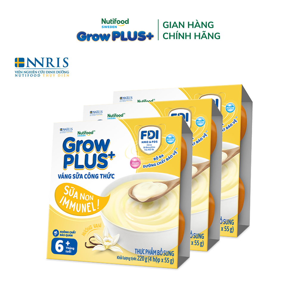 [SHIP HCM & HN] Combo 3 lốc GrowPLUS+ Váng sữa công thức Sữa non Immunel Hỗ trợ tăng đề kháng (55g x 12 hộp)