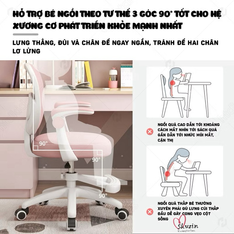 Ghế xoay làm việc, học bài , ghế học sinh chống gù cao cấp