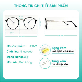 Kính cận thị nữ kim loại chất lượng cao KAO PLUS form tròn dễ thương C029