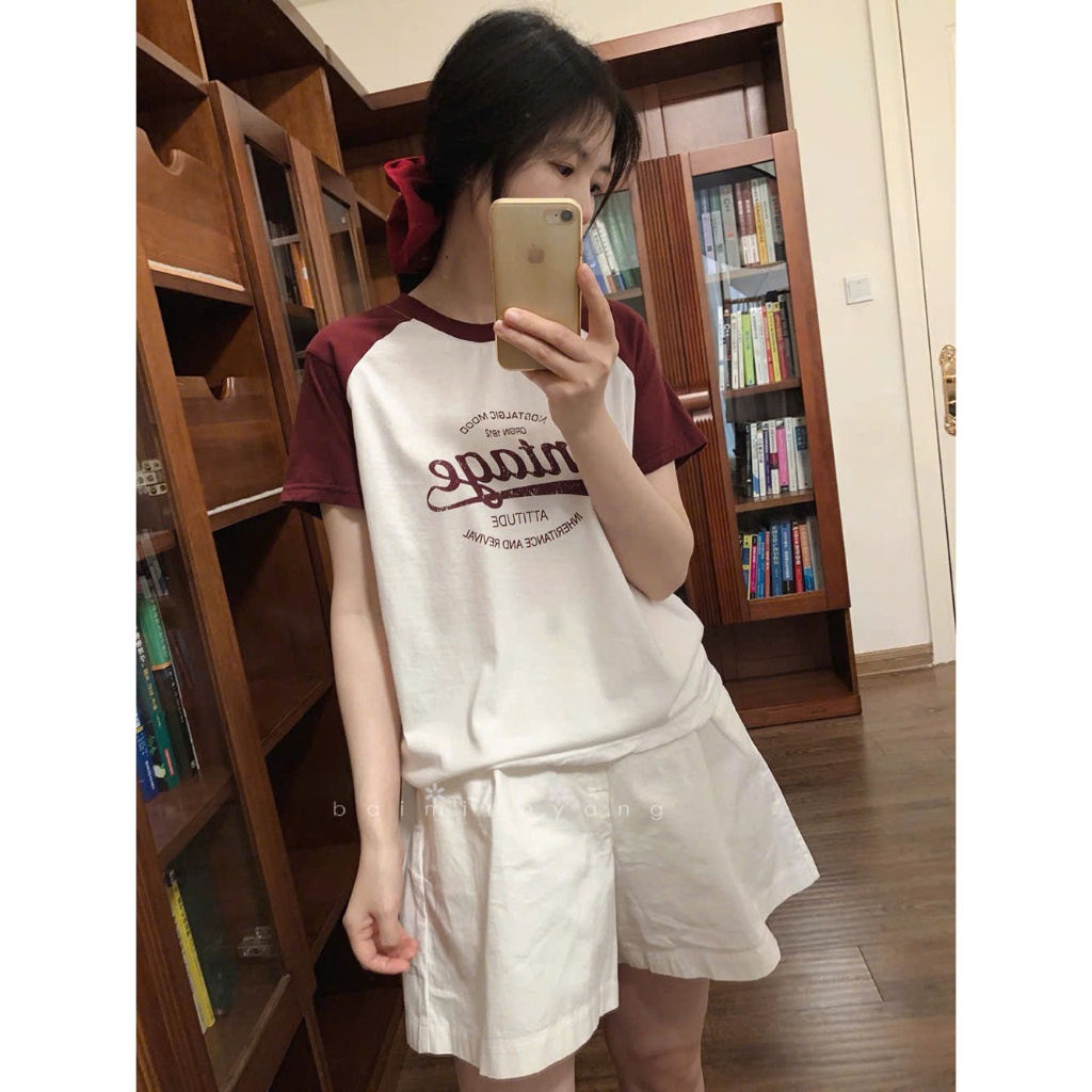 Áo thun nữ ngắn tay phối màu in hình JULY FASHION, Áo phông nữ dáng rộng chất Cotton 2C dày dặn, mềm mát, thấm mồ hôi