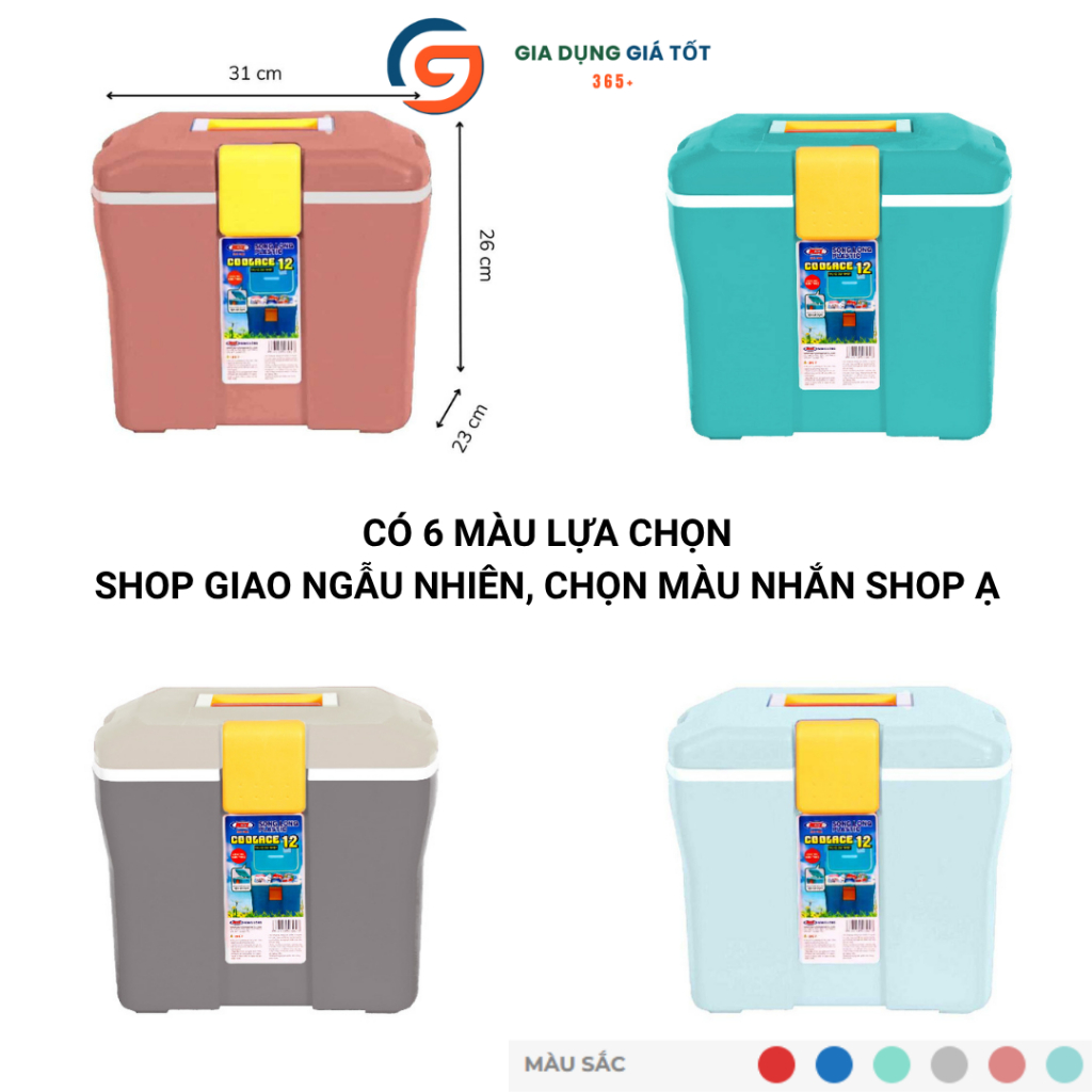 Thùng đựng đá giữ nhiệt Song Long 12L có dây đeo và quai xách, dùng picnic dã ngoại du lịch